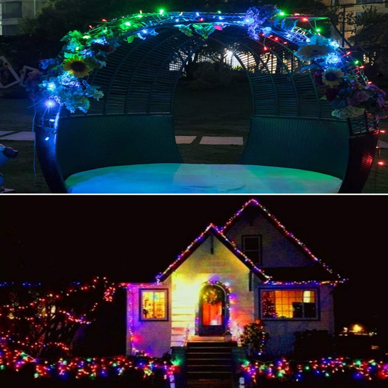 amadecohome عبوة 2 من أضواء شريطية شمسية LED 200، 85.2 قدم 8 أوضاع أضواء شريطية شمسية للخارج، مقاومة للماء ومزودة بالطاقة الشمسية لأضواء شريطية خارجية لعيد الميلاد، حديقة، شجرة، زفاف، حفلة (متعددة الألوان) - Image 3